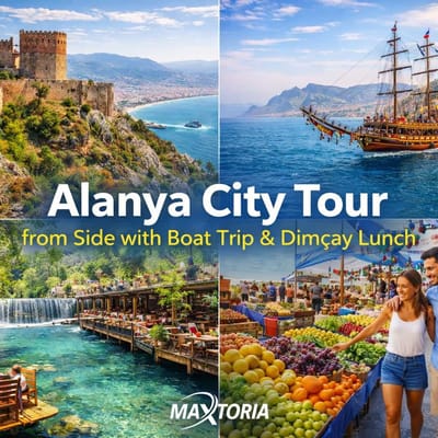 Alanya City Tour from Side Cable Car Castle Cleopatra Beach